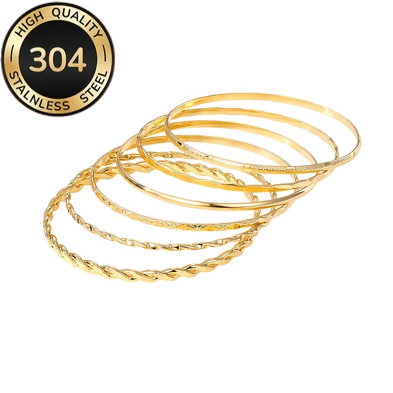 6pc Rhombus Twist Smooth Bracelet Set for Women