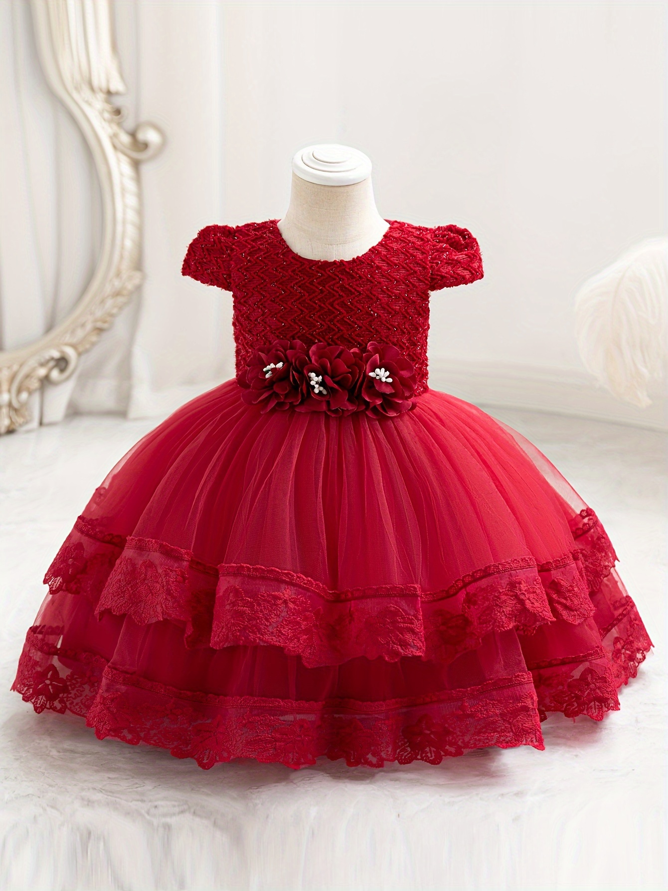 new dress for birthday Toddler First Communion Girl Elegant Birthday Party Dress Flower Girl Dress Pageant Dress, Blue / 3-4 Years (110cm) main image 0
