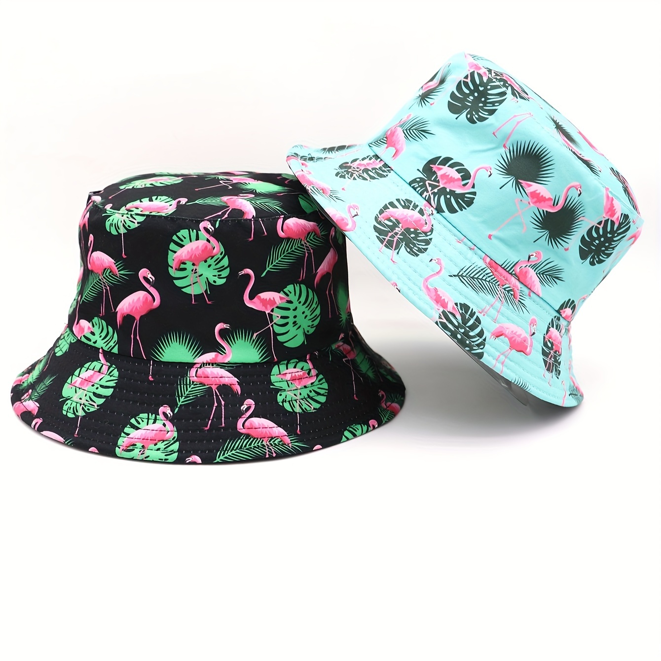 

Unisex Flamingo Print Reversible Bucket Hat, Cotton Outdoor Sun Hat With Tropical Design, Perfect For Beach And Travel, 1 Size