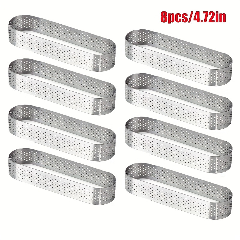 8pcs Stainless Steel Oval Tower Mold Set - Perfect For Desserts, Mousse, And Fruit Pies - Durable Kitchen Baking Tools