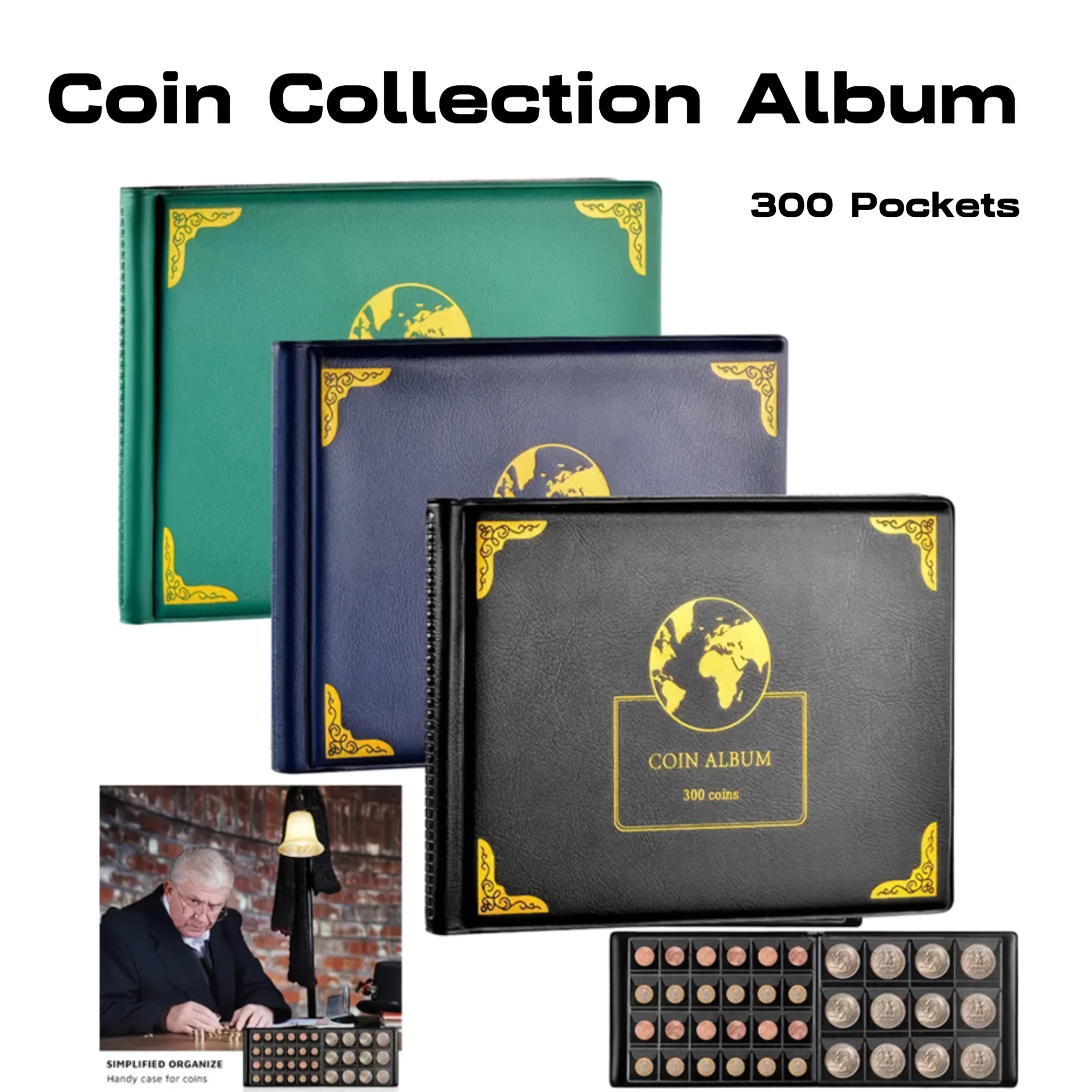 Porte-documents Pièces Euro 300 Pochettes Album De Collection De Pièces De Monnaie 300 Pochettes Album Transparent Pièces
