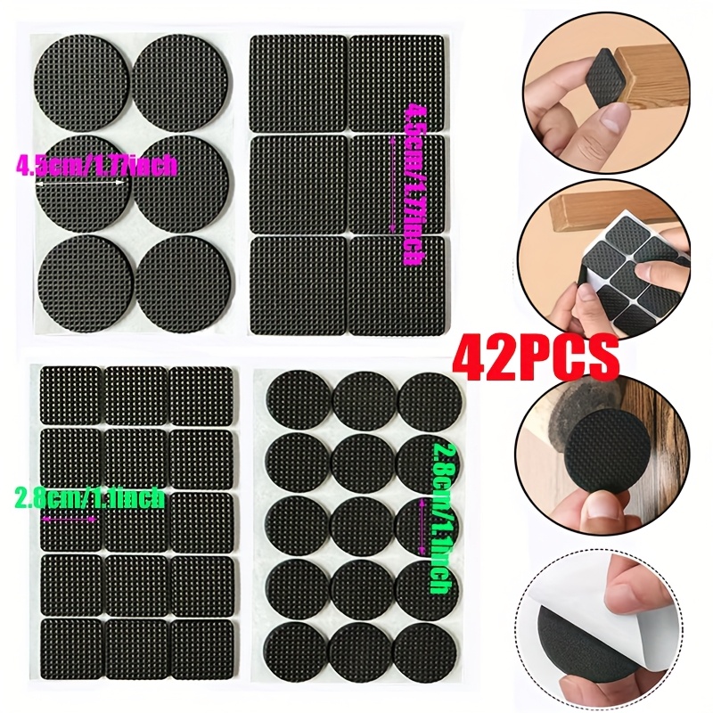 (42pcs Set) Eva Foam Self-adhesive Furniture Pads - Black Chair Leg Pads, Multiple Sizes, Non-slip & Scratch-resistant, Ideal For Protecting Hardwood And Laminate Floors