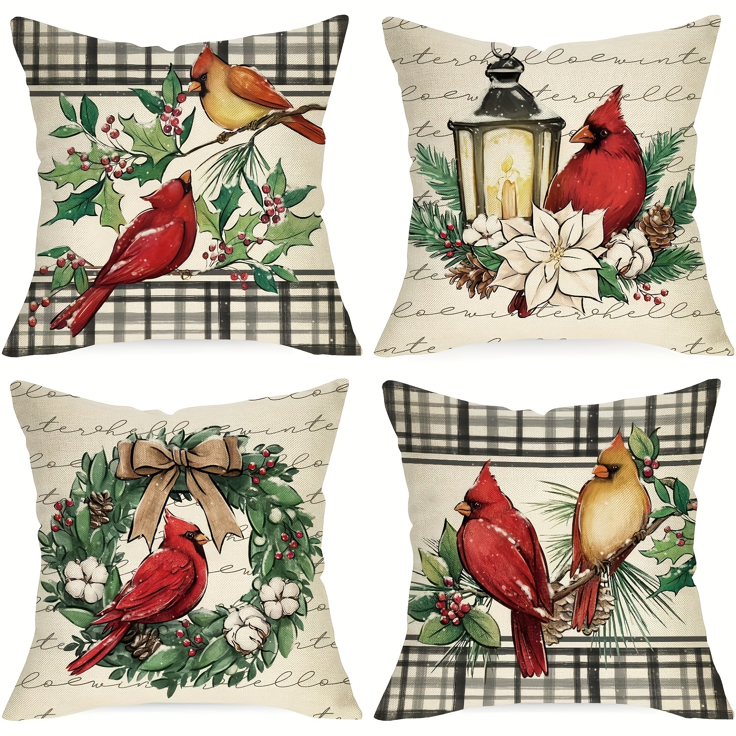 

New Christmas Decorative Pillowcase Set - 4pcs, 18x18 , Red , , , Pillowcase, Decoration, , , Decor