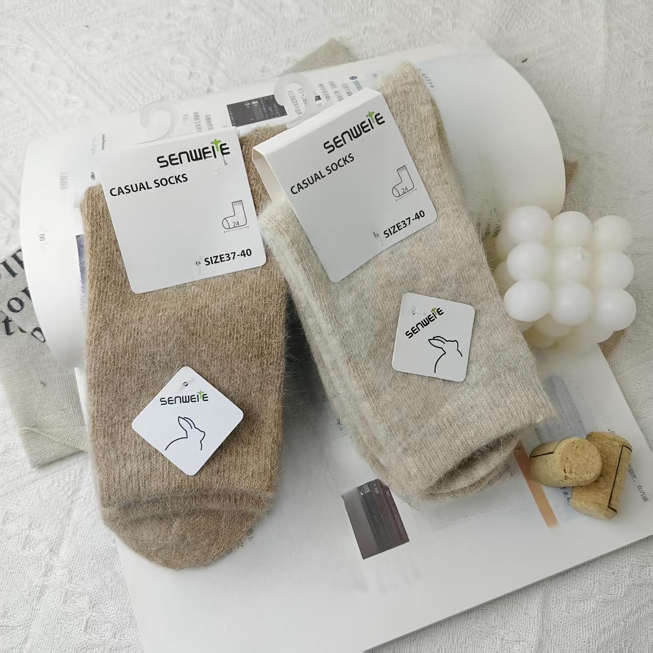 2-pair Women's Autumn/winter Socks, Thickened And Warm Mid-calf Socks, Solid Color And , Versatile For Commuting!