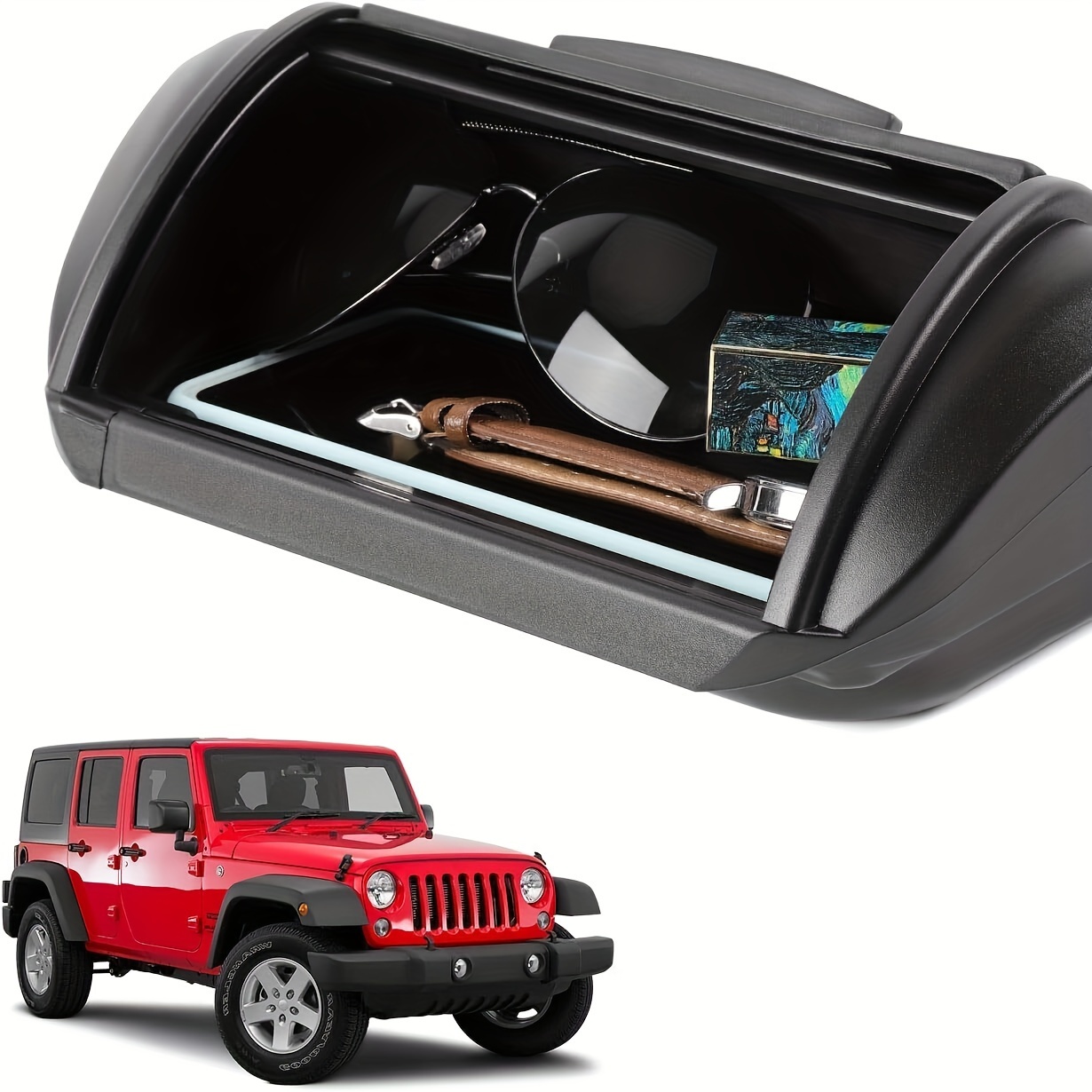 

Abs Dashboard Console Storage Box Holder For Jeep Wrangler Unlimited Jk 2011-18