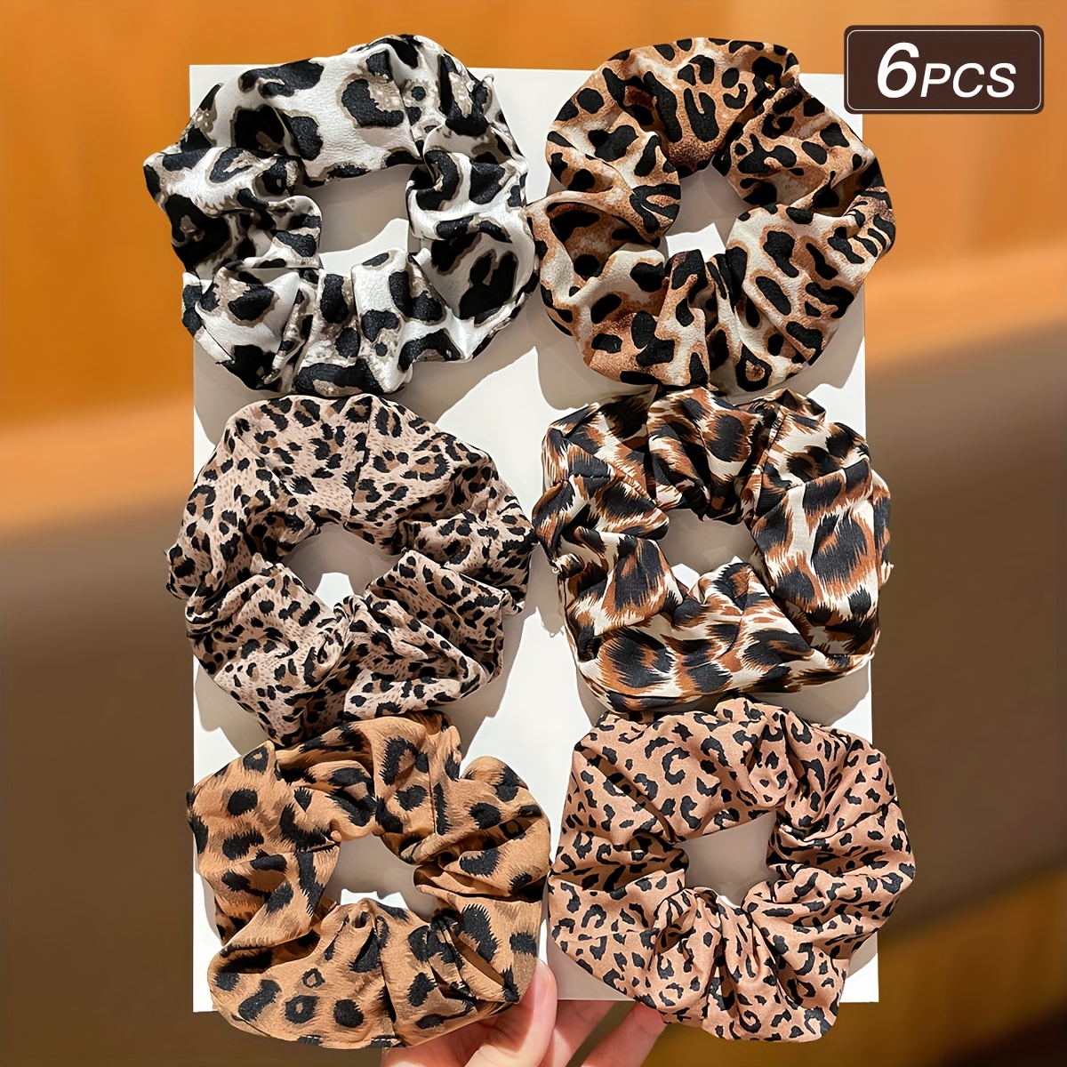 E-shop 6er-Pack für Damen, Vintage Eleganz, Leopardmuster Darm-Haargummis, coole Streetstyle-Haarextensions aus Europa und Amerika, empfohlen als