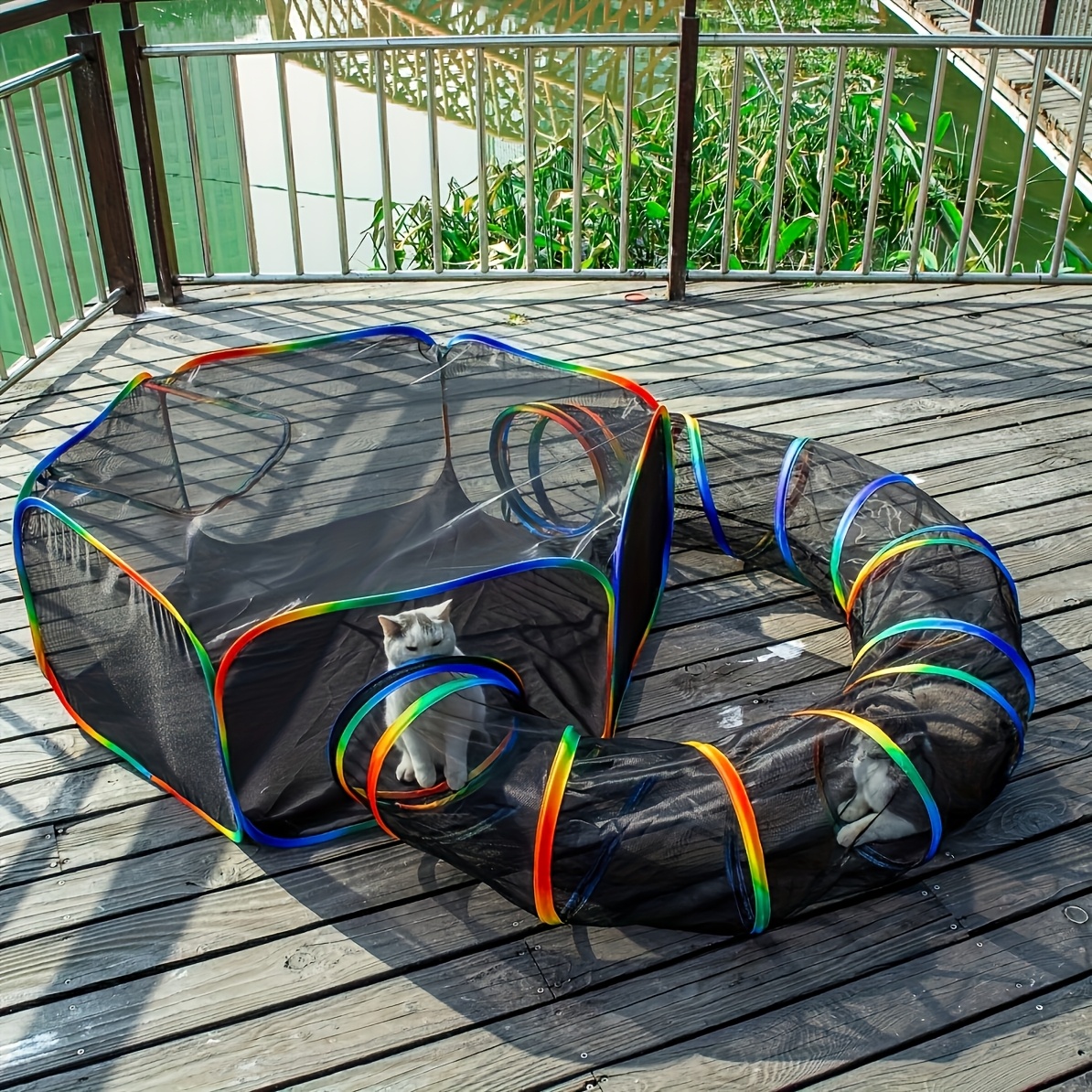 Buiten Speeltuin voor Katten, Indoor Speeltent Regenboog, Ronde Speeltunnel voor Katten, Geschikt voor Katten en Kleine Dieren