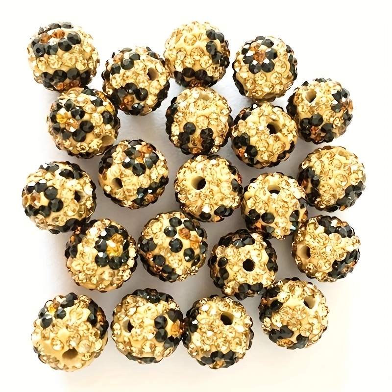 Image of 20pcs Per Bag Leopard Print Shamballa Polymer Clay Beads, 10mm Loose Beads For Crafts Jewelry Making Additions