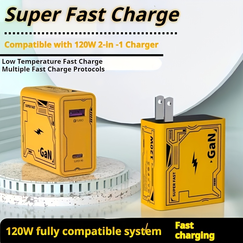 TEMU Mecha Fast Charging Head Pd 65w Usb C Fast Charging C Charger 3.0 Cell Phone Charger Adapter Usb Wall Charger For Iphone And Cell Phone