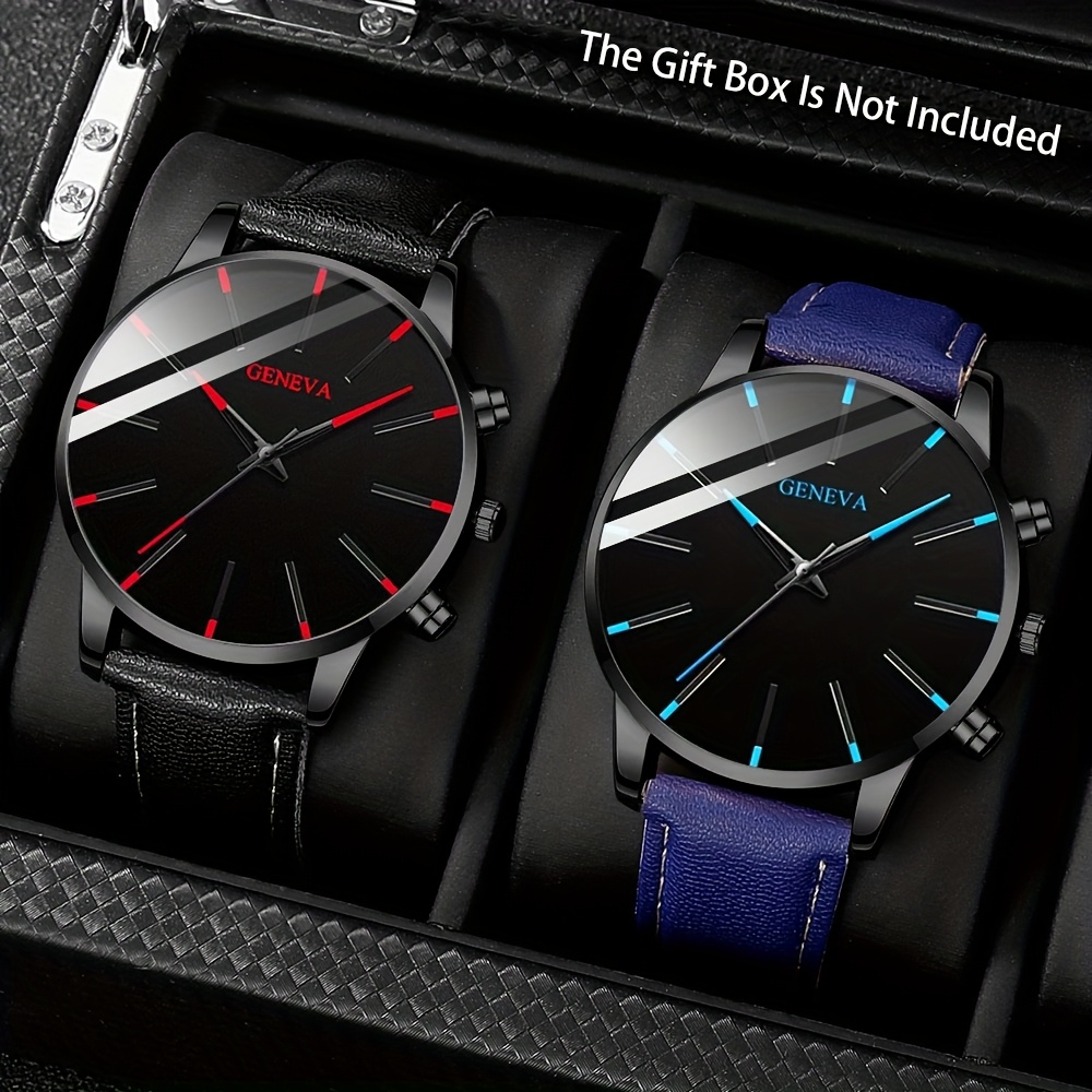 2pcs New Elegant and Sophisticated Round Quartz Men's Watch Set, Gift for Family and Friends for Valentine's Day, Easter, Ramadan, Halloween, Christmas, New Year's Day, Eid Al-Adha