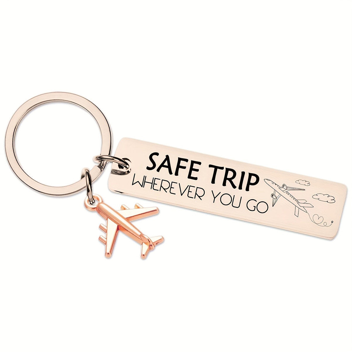 TEMU 1pc Stainless Keychain - Flight Keychain For Pilots And Stewardesses, Birthday Gift, Stewardess Gift, , Polished Finish, Pilot Gift, Stylish