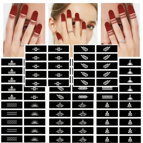 80pcs finger template kit reusable hand temporary stencil stencil suitable for glitter hand face arm hand painted body art tattoo ideal holiday essential
