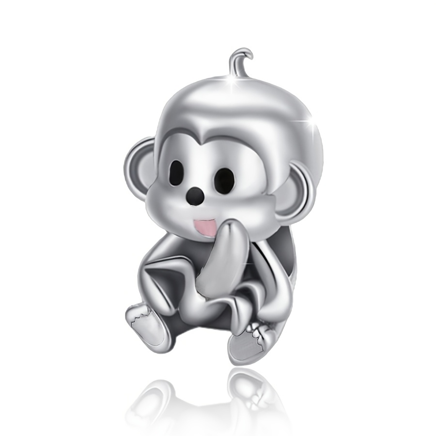 TEMU This S925 Sterling Silver-plated Cute Monkey Pendant Is A Stylish And Charming , Making, Such As Original Bracelets, Bangles, Or Necklaces. It