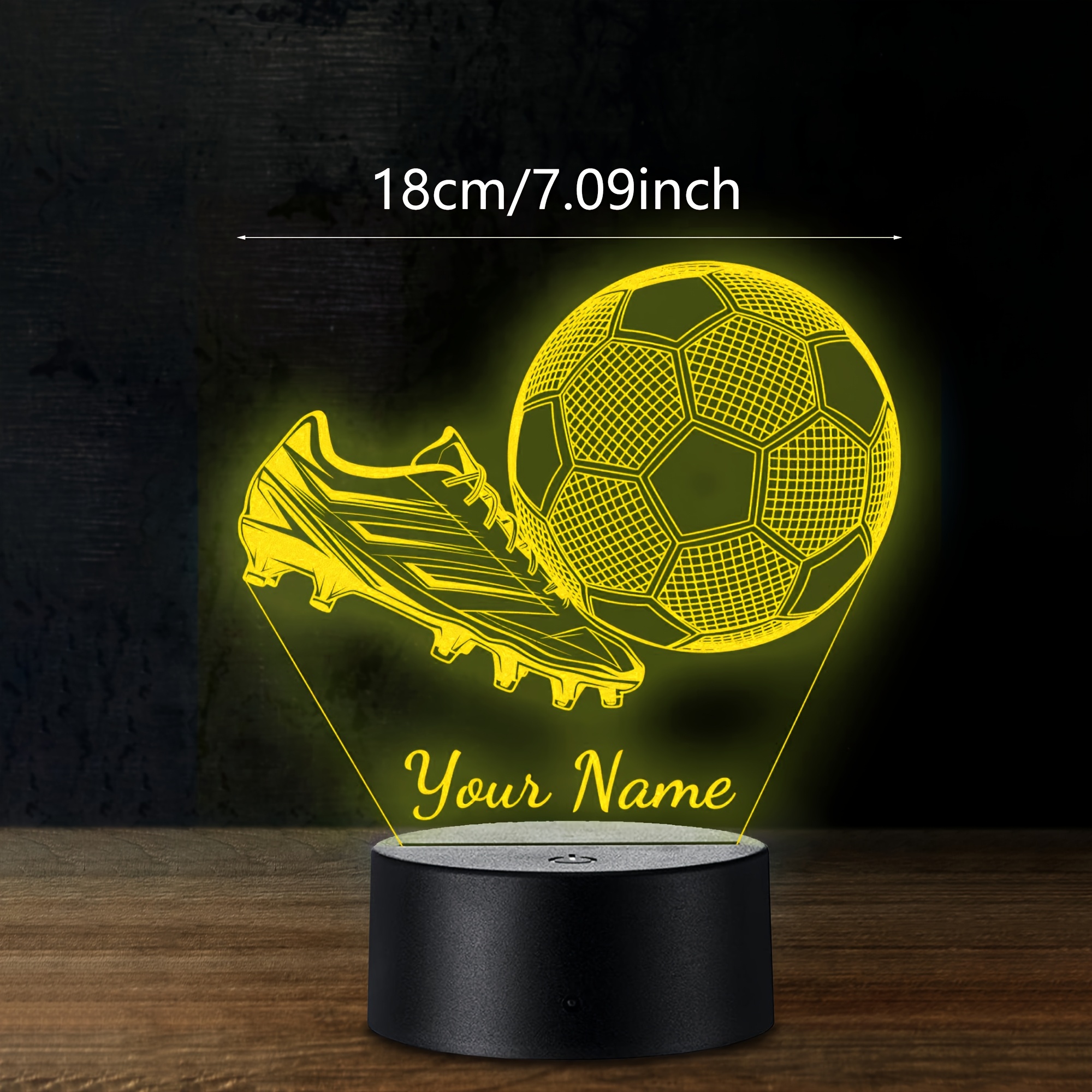 1pc Personalized Engraved Football & Cleat Acrylic Night Light, Customizable Name, Color-Changing LED Desk Lamp, USB or Battery Powered, with USB Cable, for Bedroom, Living Room, and More, Modern Style, Adjustable Lighting, Button Control, Tabletop Mount, Plastic Shade, Countertop Mount, Button Control, USB Powered, No Battery Included, Bedroom Night Light | Modern LED Lamp | Adjustable Lighting, Football Decor