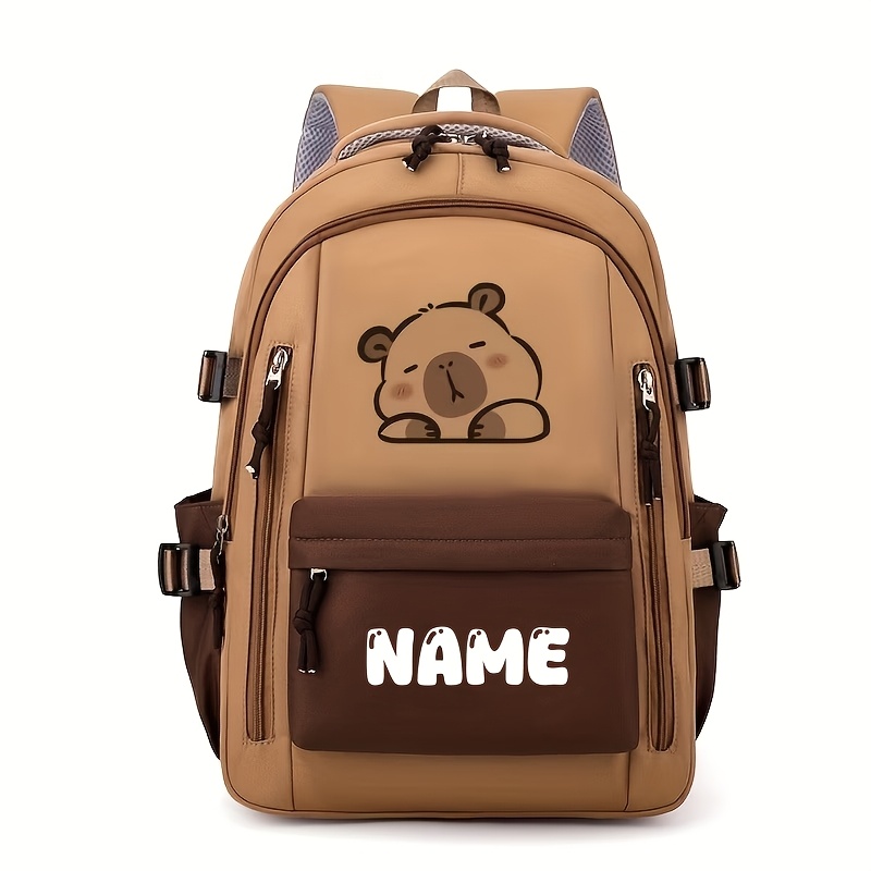 1pc Capybara Print Backpack - Lightweight Large Capacity School Bookbag With Personalized Name/, Cute Capybara & Capybara Themed For &, Backpack For School, Travel, Commuting (-), For Teenager
