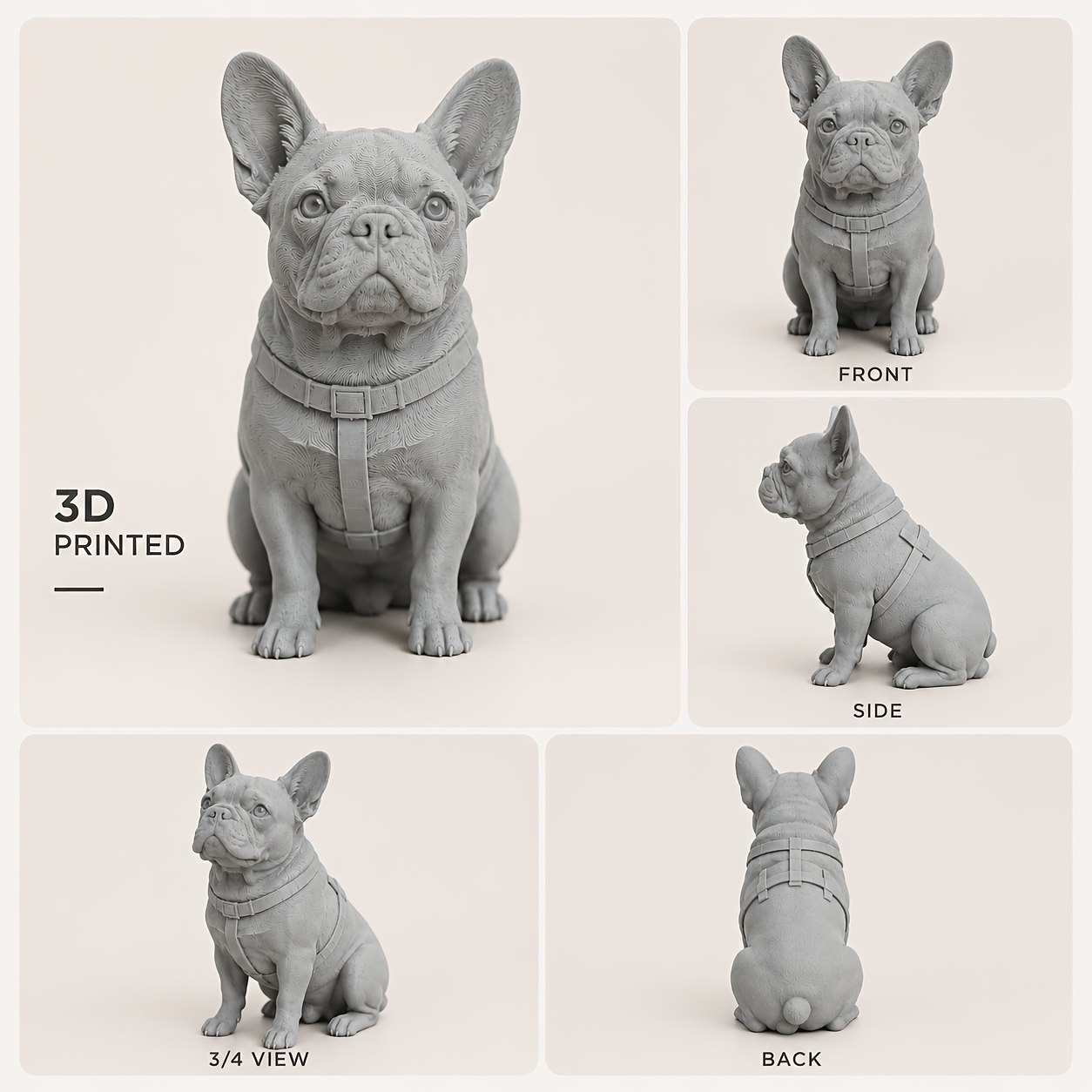 Personalized 3D Printed Pet Figurine from Photo, Custom Dog & Cat Portrait Statue