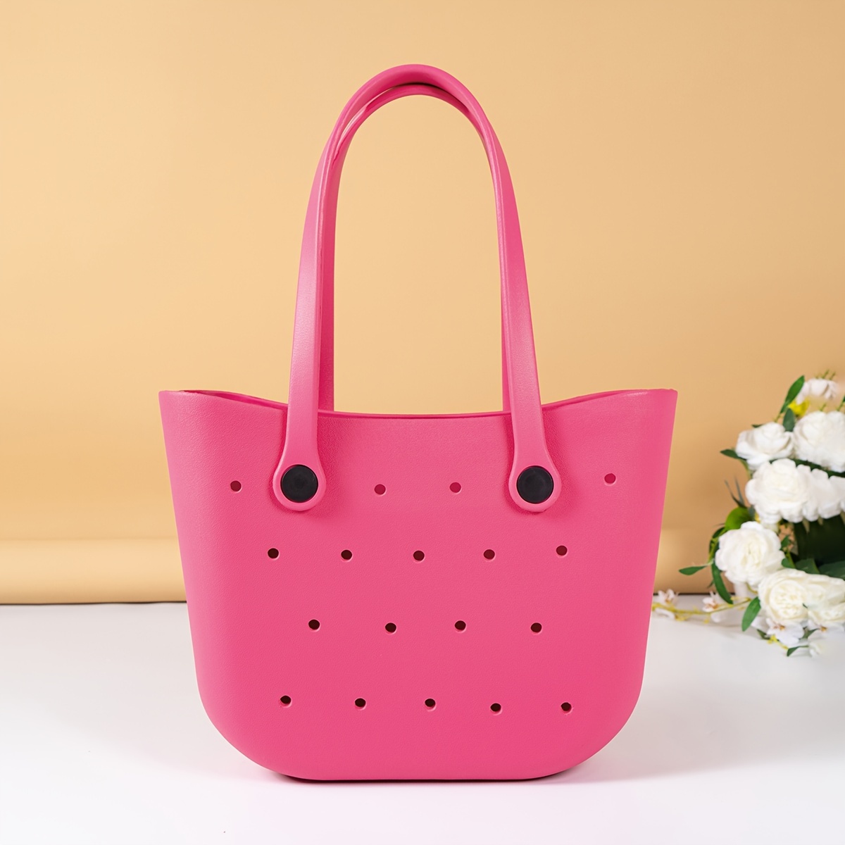 

Trendy Solid Color Minimalist Beach Bag, Classic Versatile Summer Vacation Handbag