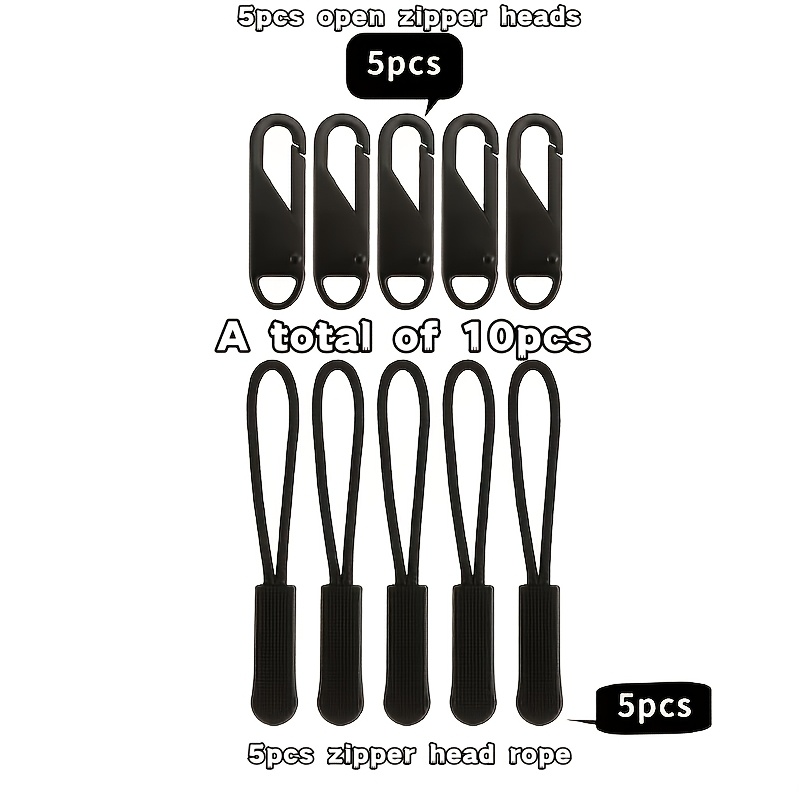 TEMU 65/36 mm 1 Set. (5 cordini per cerniere, 5 cerniere aperte) Smontabili e sostituibili. Sostituzione e riparazione cerniere per zaini, giacche,