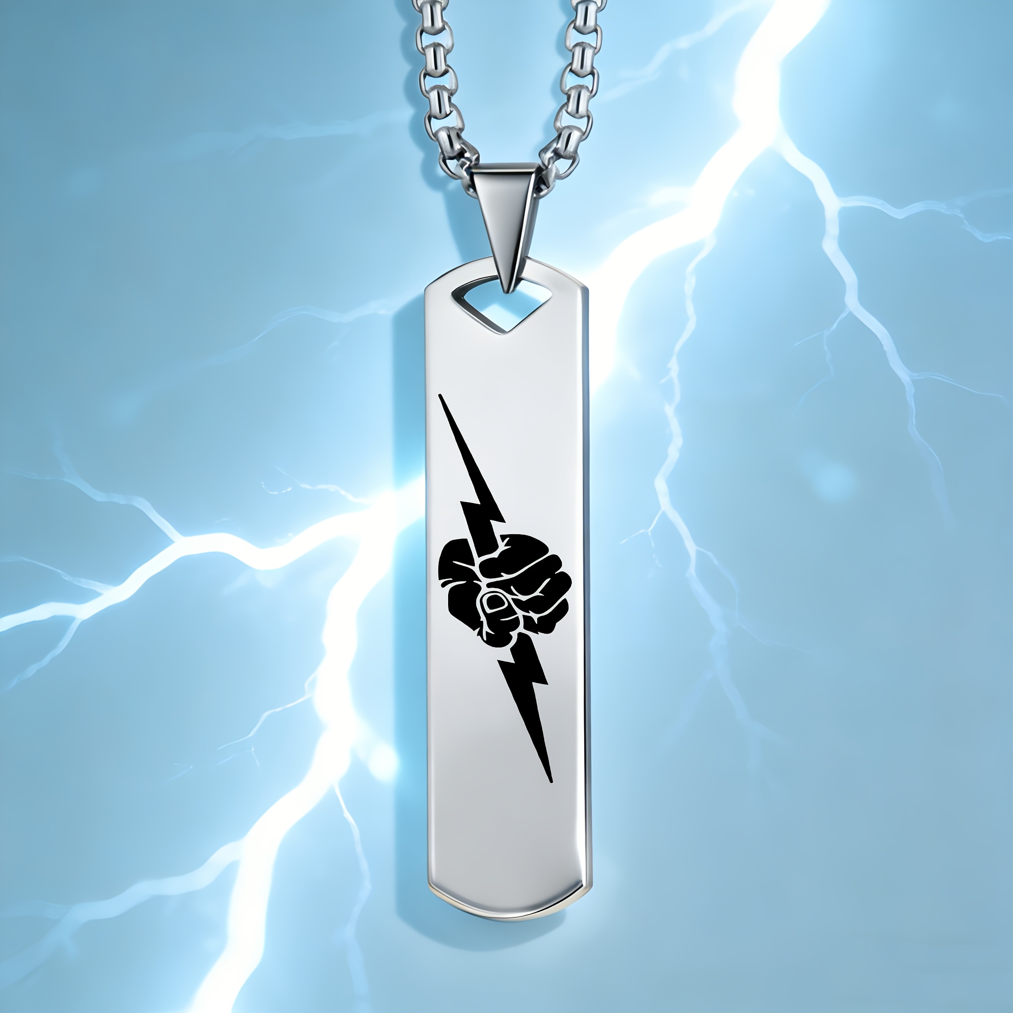 Lightning Fist Pendant Necklace, Unisex Edgy Accessory