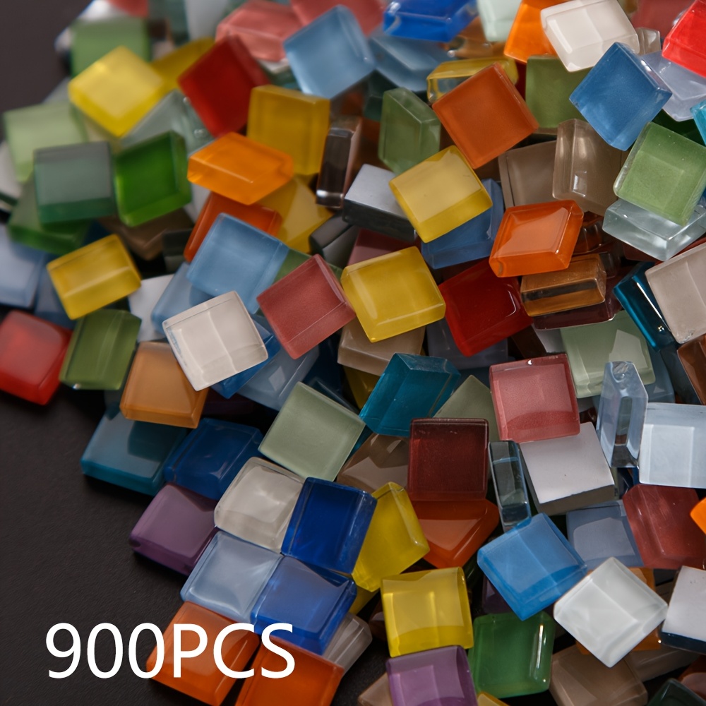 E-shop Set mit 900 bunten Glas-Mosaikfliesen - Bastelmaterialien zur Dekoration von Wänden, Vasen, Rahmen und innovativem Wohnkulturdesign