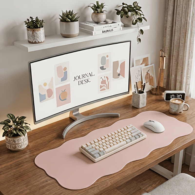 TEMU A New Thickened Wave-pattern Innovative Irregular-shaped Large-sized Computer Mouse Pad, Easy-to- Luxury Desk Mat For Mouse And Keyboard