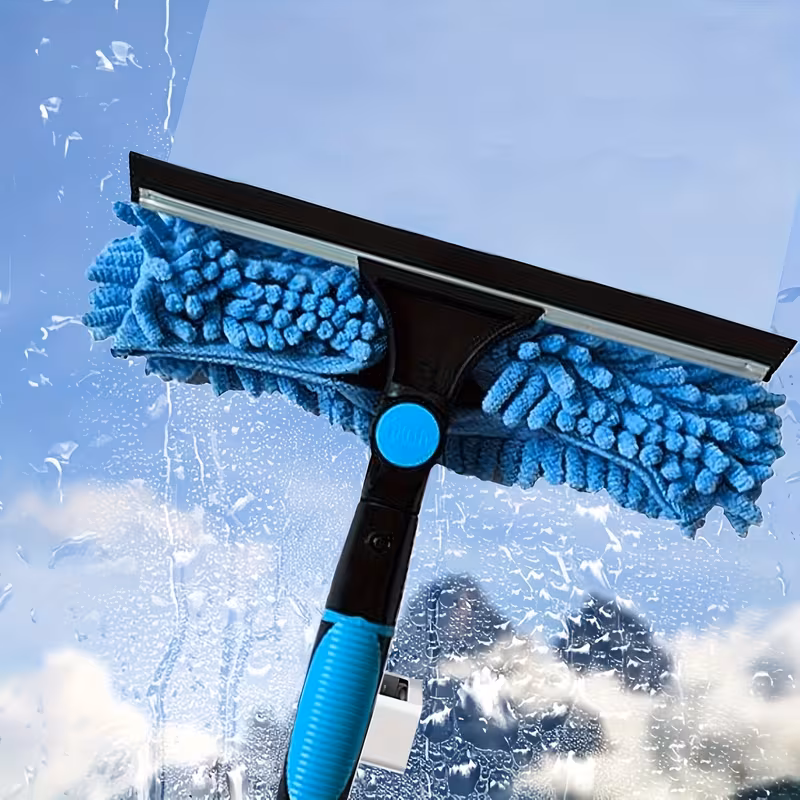 a 2 in 1 high pole window cleaning kit featuring 10 extendable rods reusable microfiber cloths and a squeegee requires no electricity and is machine washable details 5