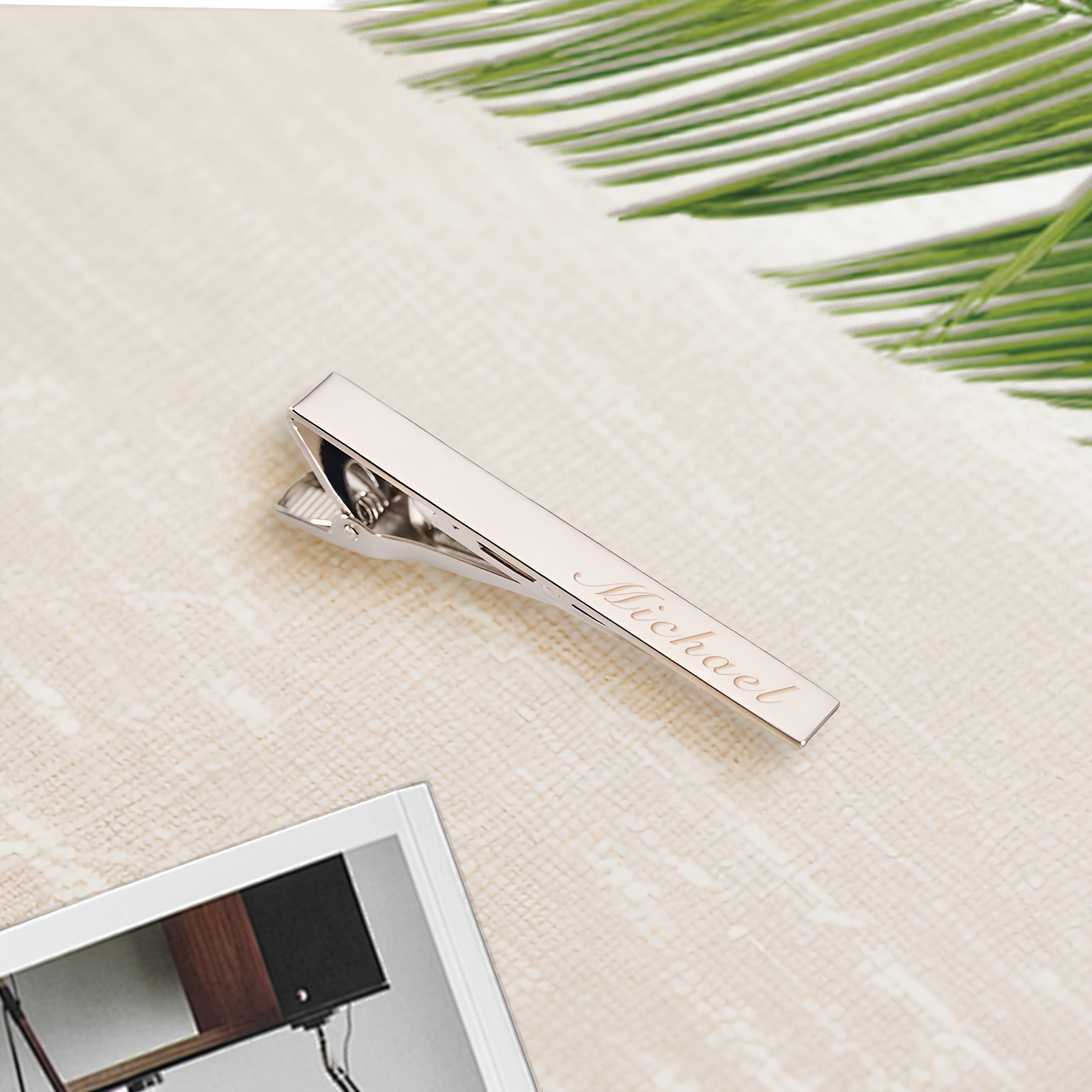 TEMU Customized Personalized Men's Tie Clip Set, Including A Custom Name Tie, Tie Bar, Engraved Tie Bar, Vintage Tie Clip, Personalized Tie Bar,