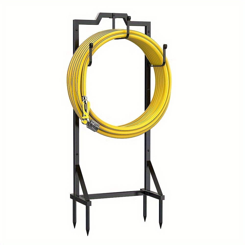 

1pc Black Metal Garden Hose Reel Holder, Detachable Freestanding Water Pipe Storage Rack, Heavy Duty Organizer Stand, For Outdoor Lawn & Yard, Robust Hose Hanger Stand