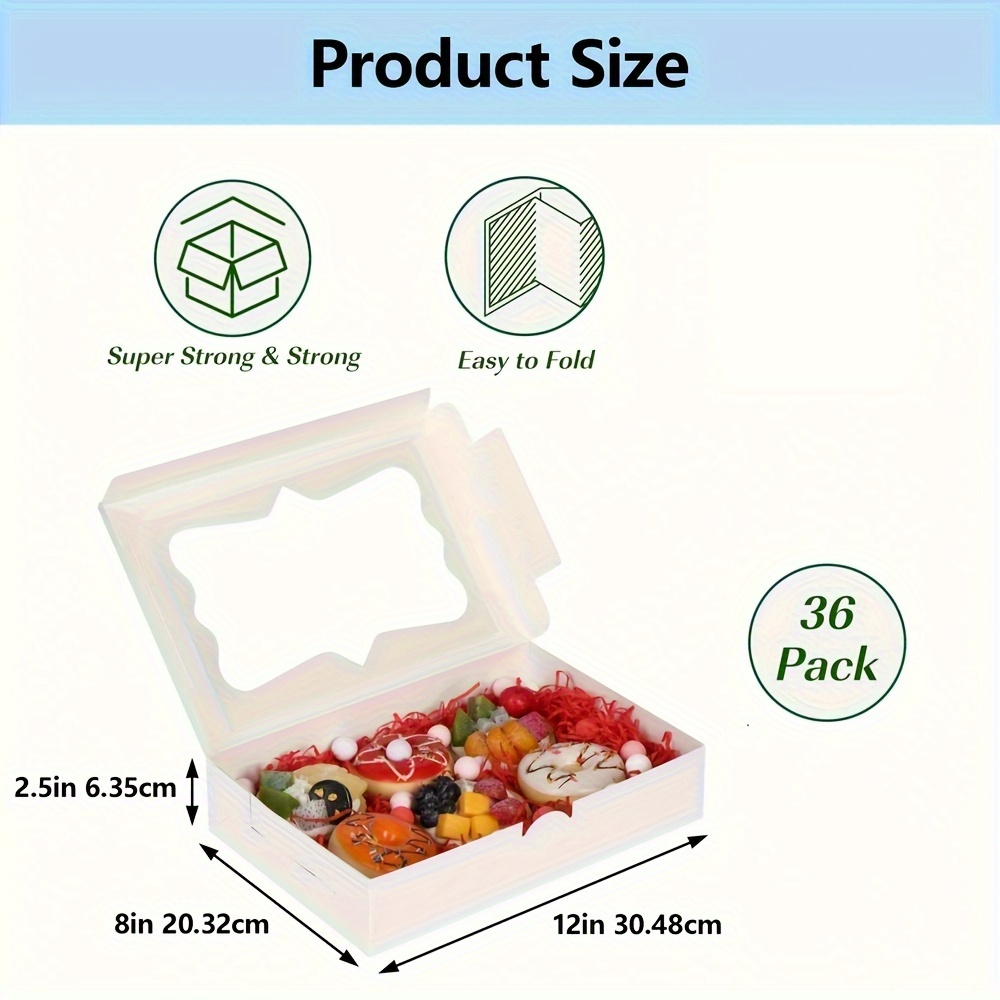 TEMU 10/20/36pcs Bakery Boxes, Bakery Boxes With Window, Cajas Pasteles For Cake, Cookie Boxes Dessert Boxes With Window Pastry Boxes For Chocolate