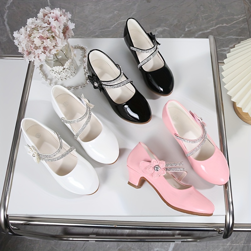 Girls' Sparkling Princess High Heels Cute Fashionable Floral Pumps  for Weddings, Parties *ormances Durable, Non-Slip Sole
