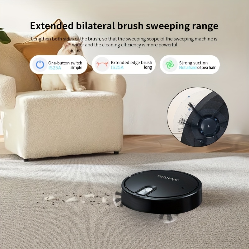  , multi-functional sweeping robot, suitable for living room cleaning, pet hair cleaning, daily garbage cleaning, with 2800pa super suction, powerful garbage cleaning, of working time, usb fast charging, suitable as a gift, family use details 7