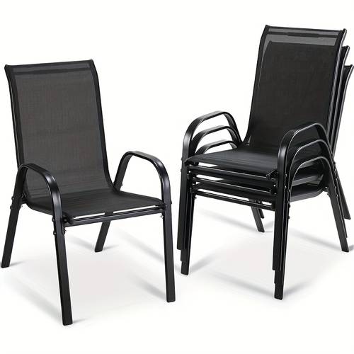 4pcs 6pcs dining chair stackable high back balcony chair fabric steel structure suitable for garden courtyard balcony restaurant load bearing 150kg