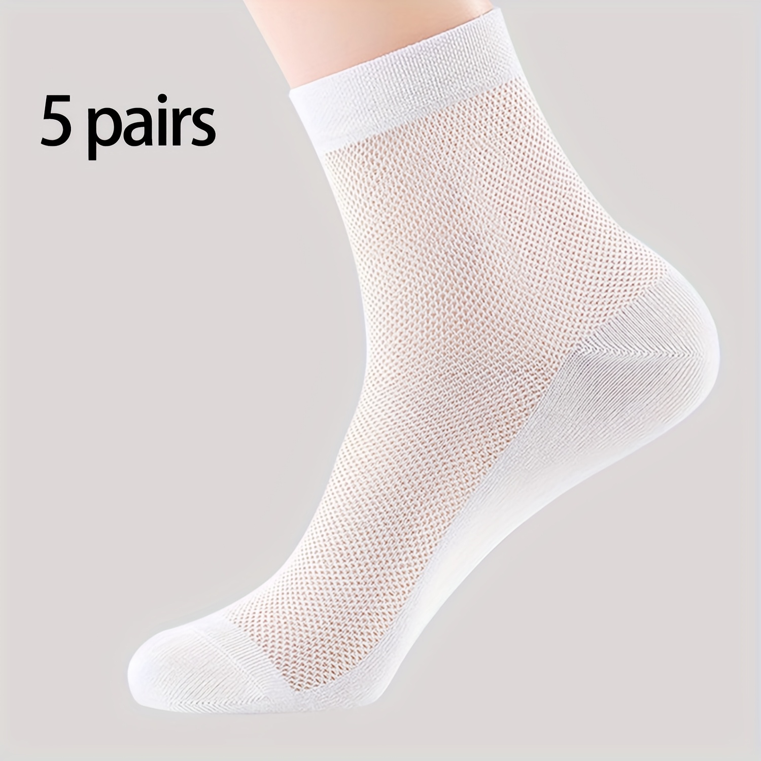 E-shop 5 Paar Damen-Knöchelshortsocken aus atmungsaktivem Mesh, dünn, locker atmungsaktiv, mit hoher Elastizität, bequemer hautfreundlicher Stoff,