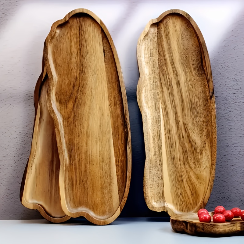 

1pc Elegant Log Serving Tray, Food-safe Platter For Flowers, Candles, Tea, And Coffee - Decor