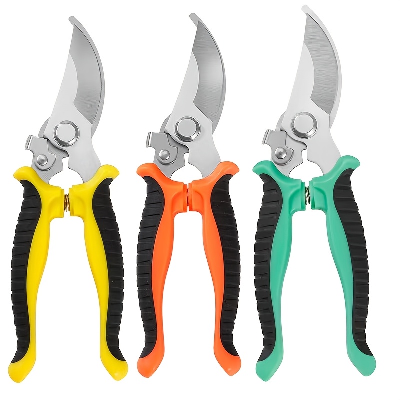 Image of 3pcs Garden Pruning Shears Set- Stainless Steel, With Ergonomic Non-slip Handles, Labor- High-tension Springs, Modern Metal Blade Trimmers For Efficient Gardening