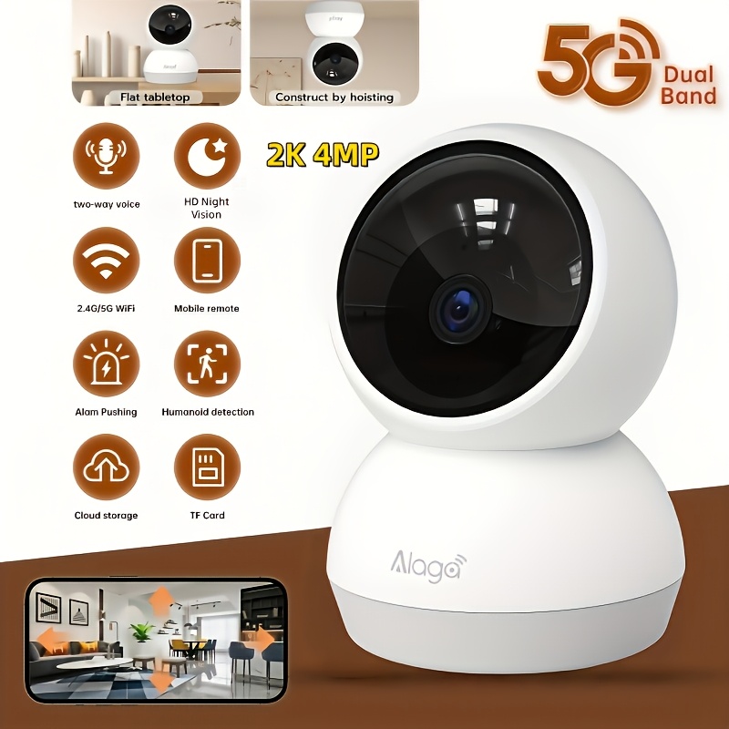  2k 4mp 360 panoramic view 5g 2 4g wifi   camera abs resin   detection real time two way audio   indoor camera for office video surveillance