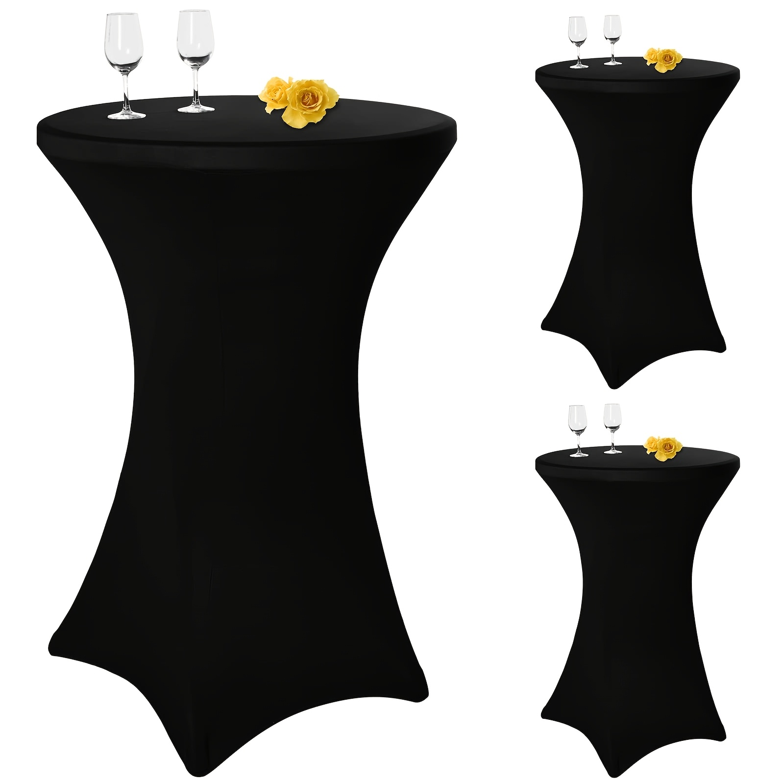 Image of 3 Bar Tablecloths With Diameter 80-85 Cm, Leg Reinforcement, Machine Washable At 40°c; Bar Tabletop Stretch Cover (tabletop Diameter 80 × Height 110 Cm)