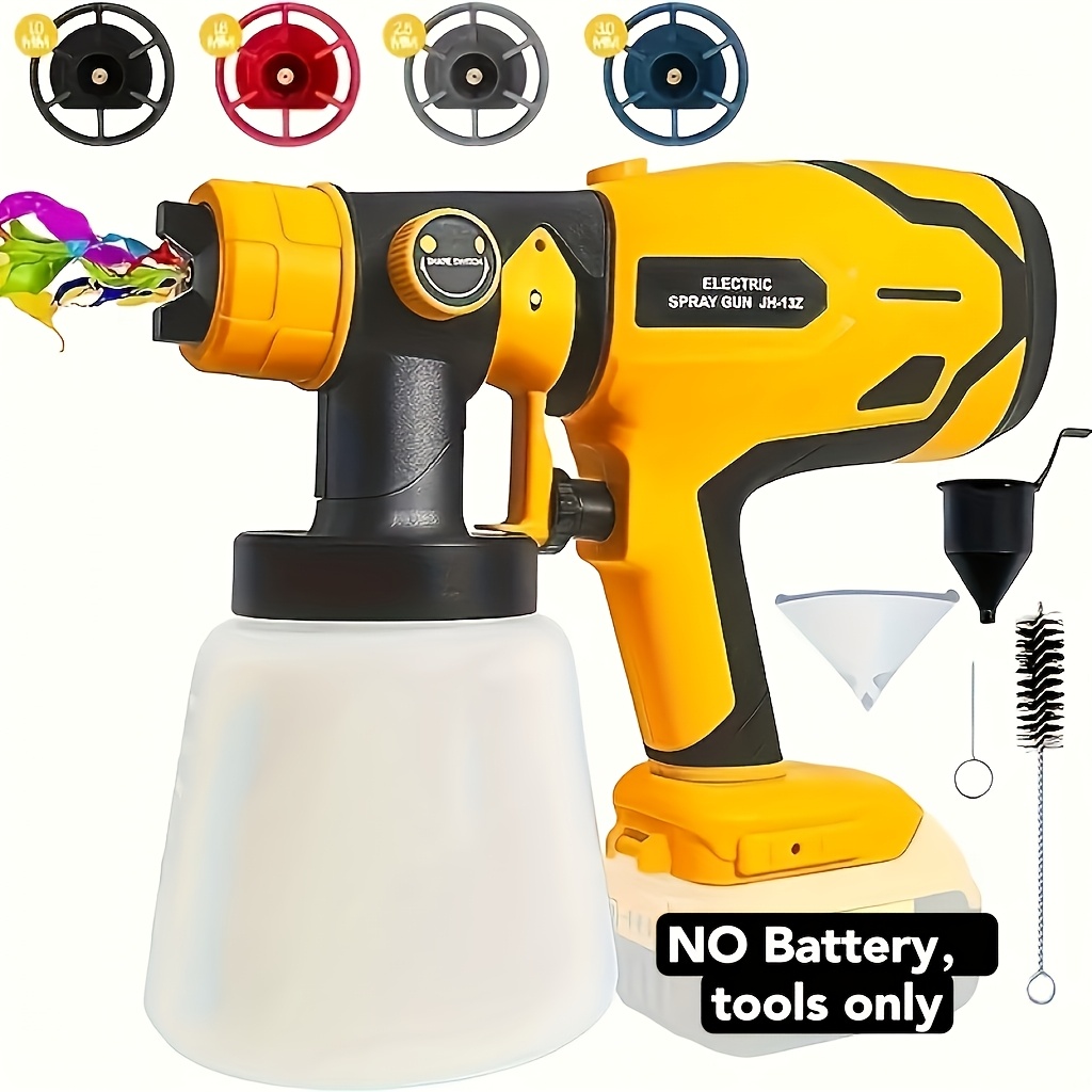 TEMU 1 Set Paint Sprayer For 20v Battery, Cordless Hvlp Paint Sprayers For Home Interior And Exterior, House Painting Stain Sprayer For Fence,
