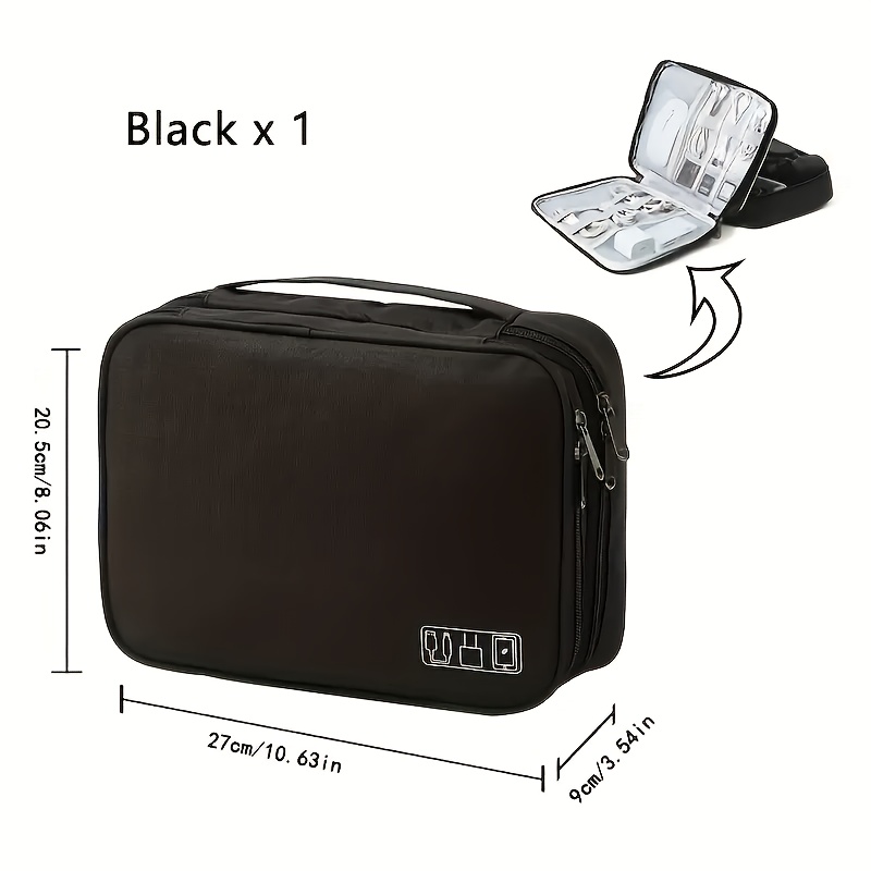 TEMU Sac de rangement électronique à 3 couches, pochette de rangement pour câbles pour chargeur, adaptateur , téléphone, disque dur, organisateur de