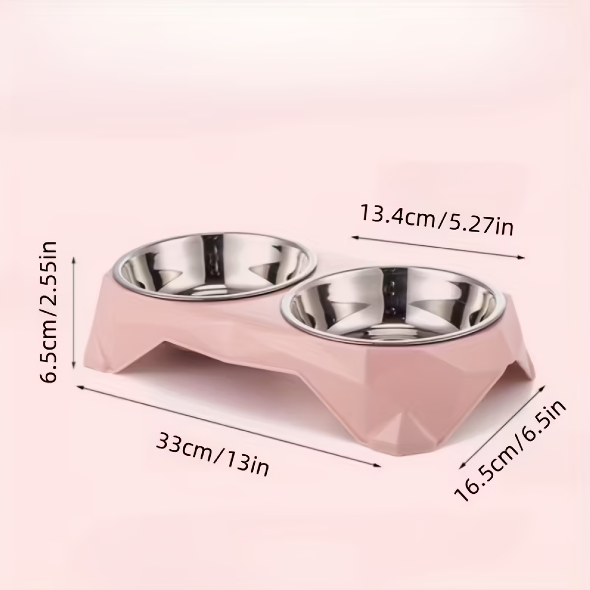 Double Pet Bowls for Dogs - Elevated Diamond-Design - Stainless Steel - Large Capacity, Non-Slip Feeding Dish Set - Raised Stand