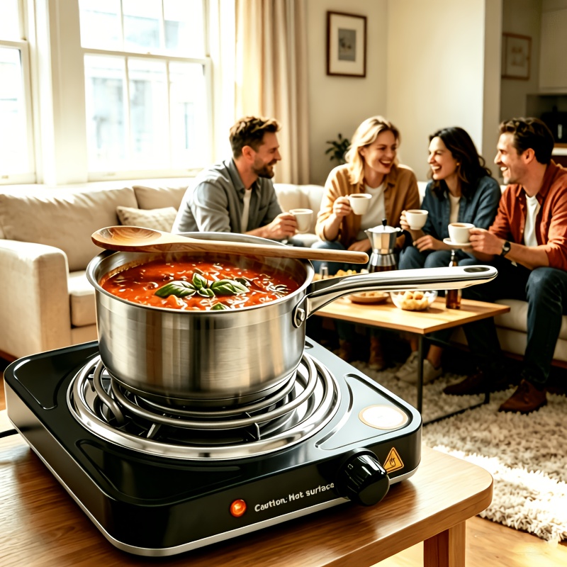 TEMU Quiet Mini Electric Stove, Kitchen Appliances, 1000w 5-level Temperature Control, Fast Heating & , Portable Electric Hot Plate For Kitchen Home