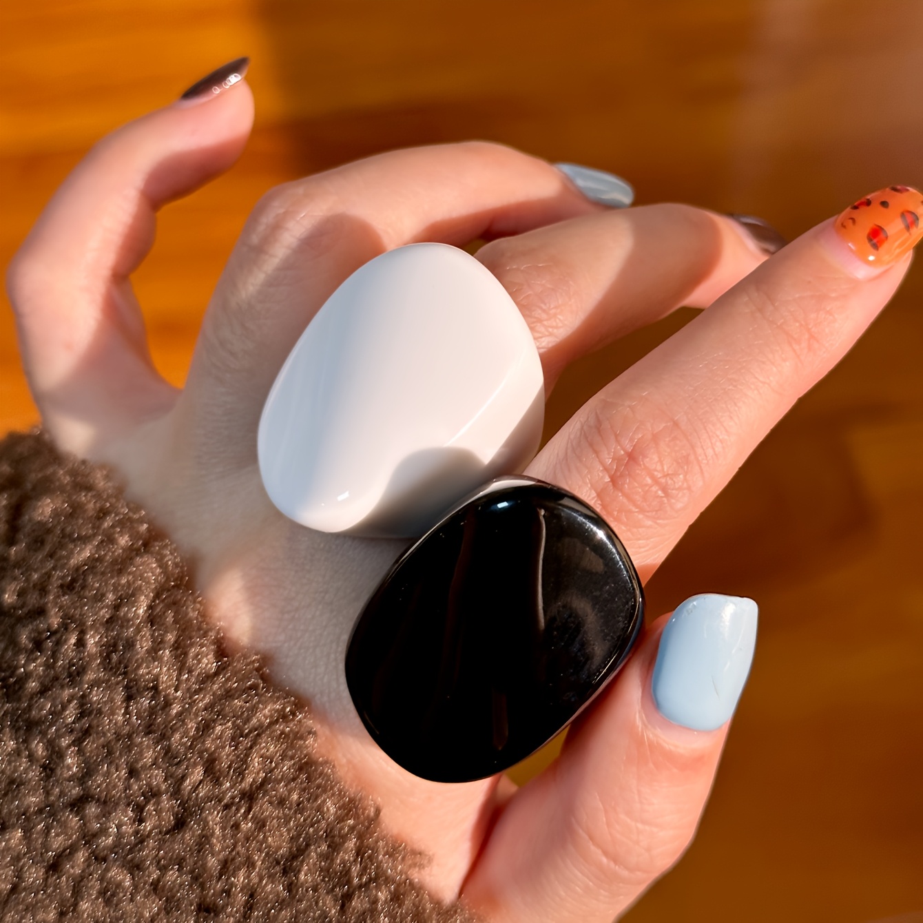 2pcs Boho & Resin Rings Set for Casual Parties & Festivals