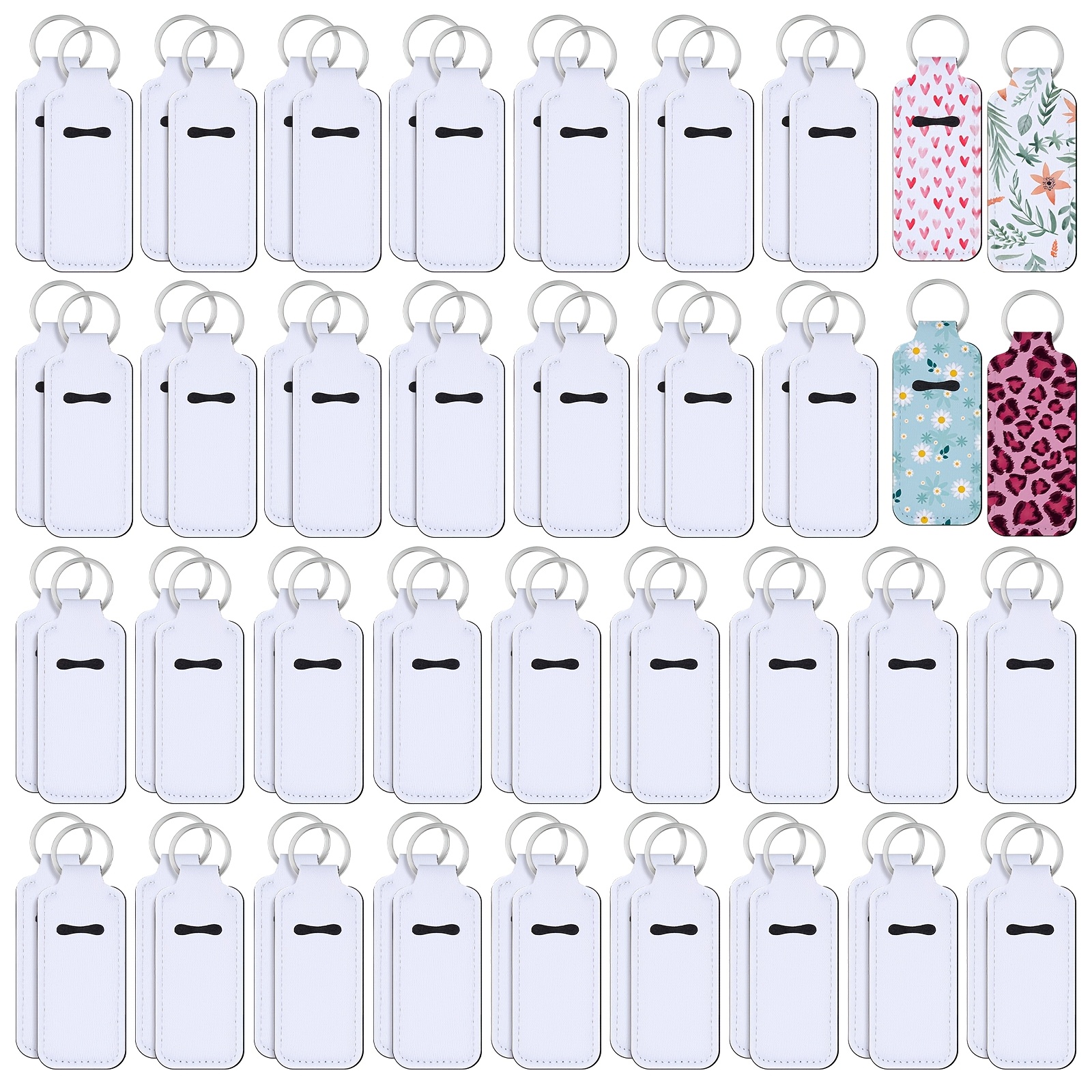 

100pcs Stainless Steel Keychain Blanks - Diy Lipstick & Balm Holders With Neoprene Protective Cases For Women' Crafts