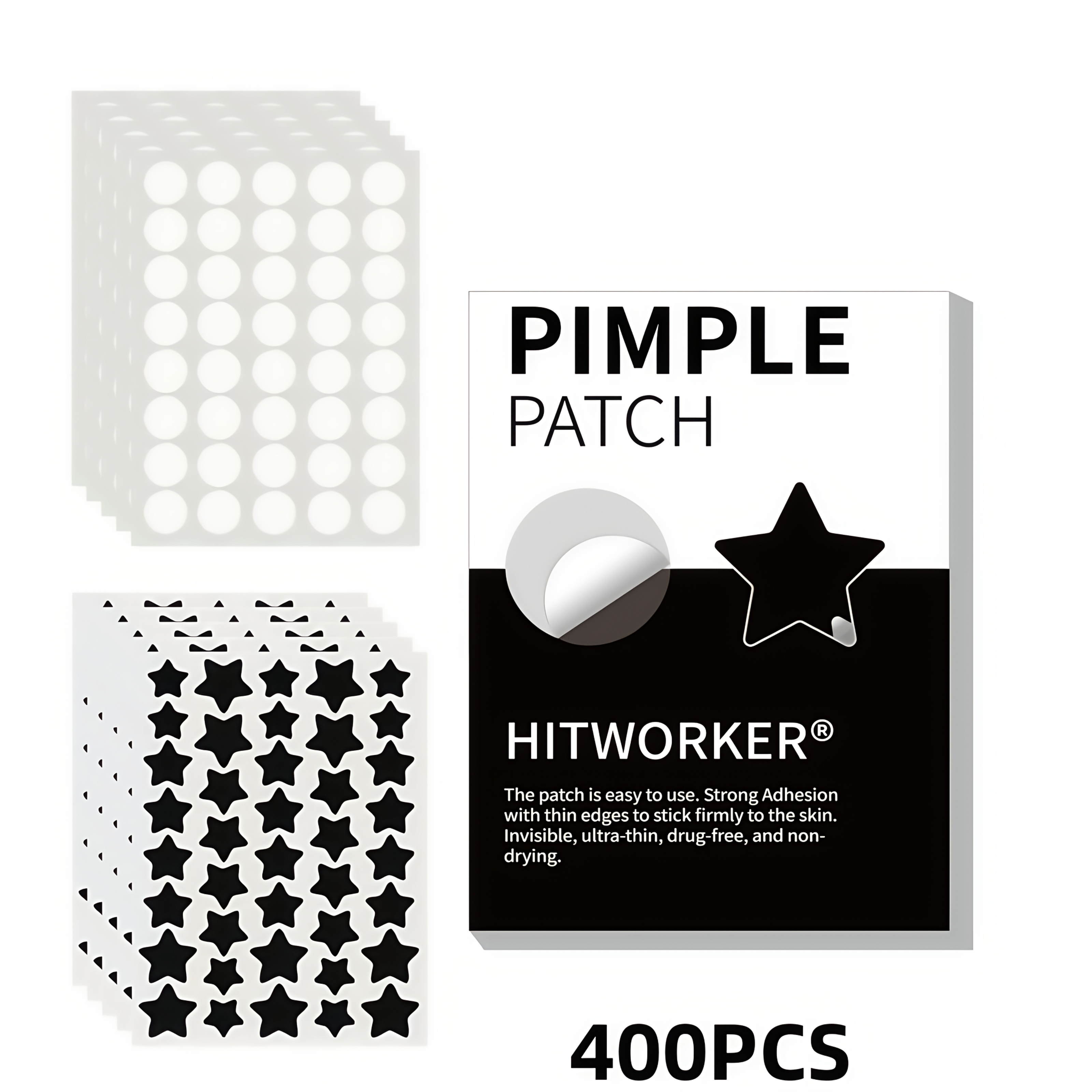 400pcs Hydrocolloid Anti- Patches, Star And Circle Set, Suitable For Types.