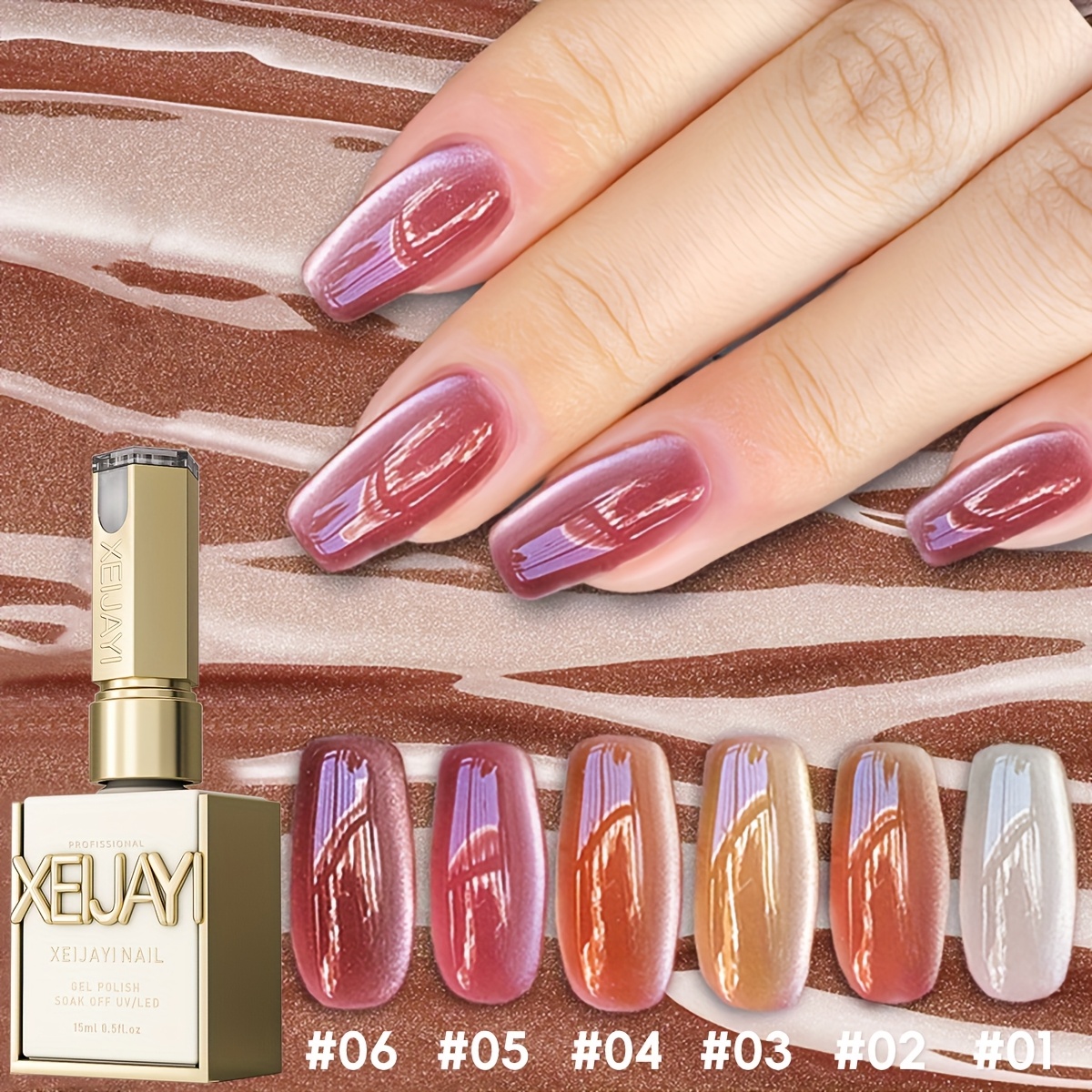 6colors 15ml New Popular Reflective Magnetic Nail Gel Semi Permanent Nail Art Soaking Led Nail Salon Diy Nail Salon Gel