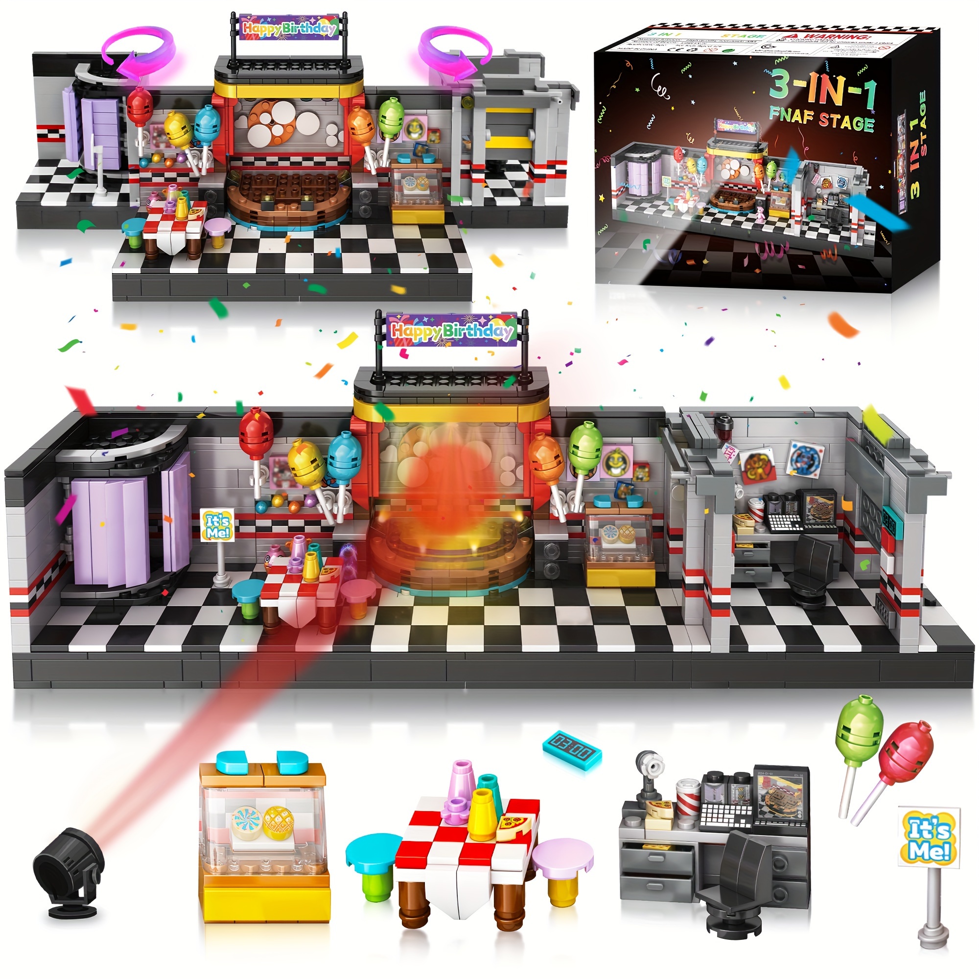 

5 Nights Security Breach Stage Building Blocks Toys, Classic Horror Game Stage Building Set, Home Decoration Great Birthday Gifts For Teens, Collectible Gifts For Game Fans (1388pcs)