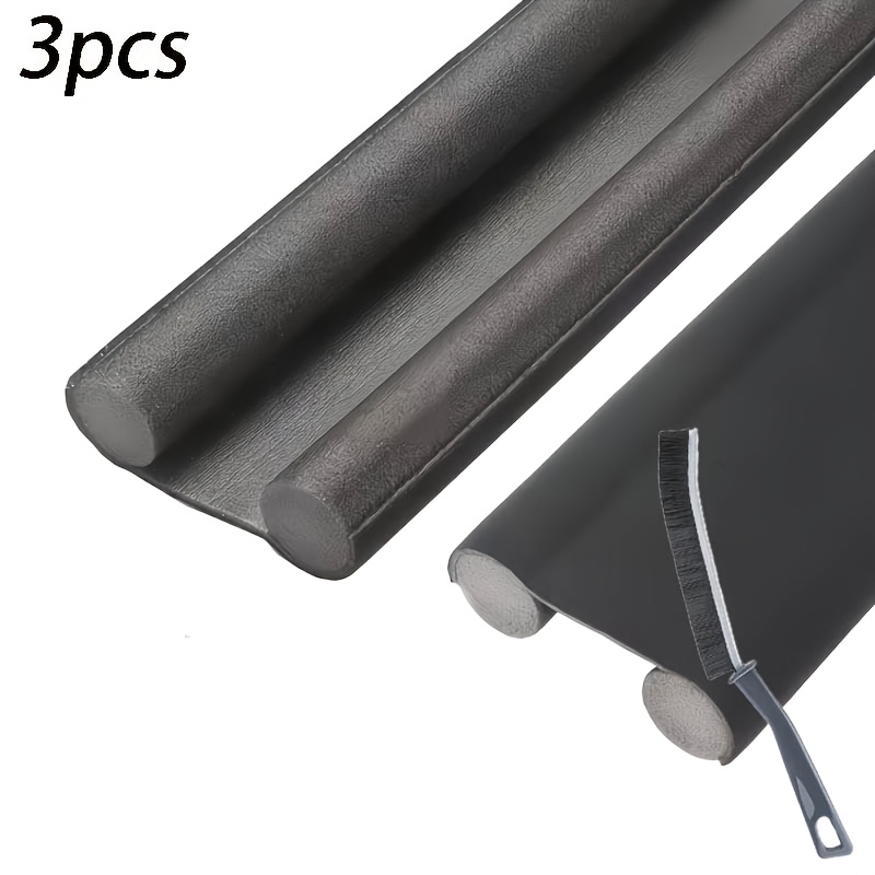 TEMU 3pcs Set: 2 Soundproof Door Seals + 1 Random Color Brush. Soundproof Door Seal For Windproofing And Noise Reduction. Durable Foam Material For