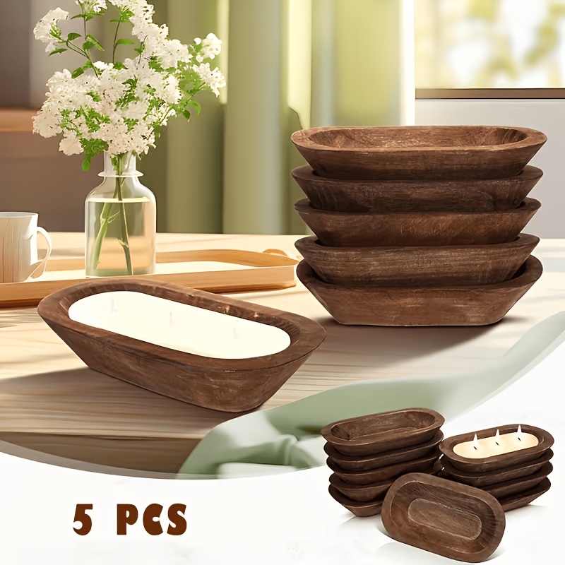 TEMU 5pcs Wooden Candle Making Containers, Candle Holders, Suitable For Wedding Decoration, Home Decor, Candle Placement Containers, Home Goods