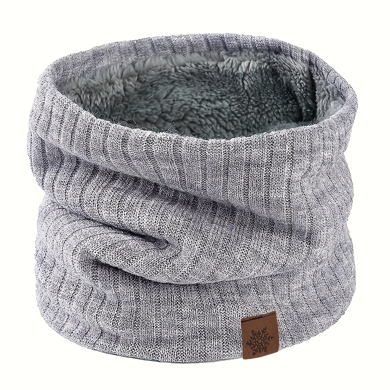 Image of Winter Snowflake Logo Couple Warm Neck Gaiter Autumn Winter Double Layer Thick Pullover Scarf Men's Windproof Solid Color Fleece Neck Scarf