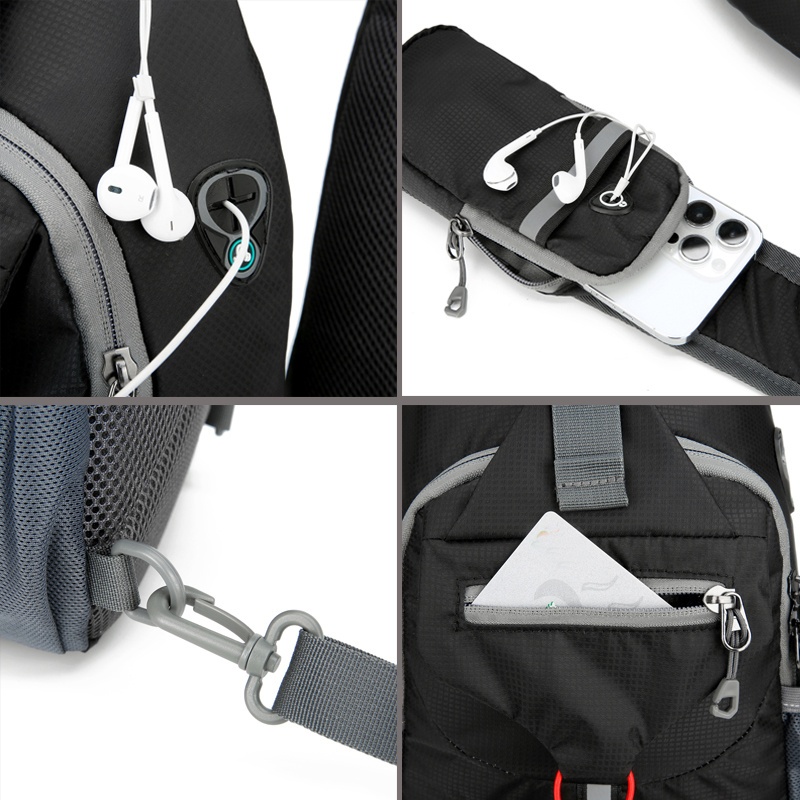 [Multi-Functional Crossbody Bag] Multi-Functional OGEHUAFEE Women's Lightweight Crossbody Bag | Adjustable Chest Pack with Multiple Compartments, Durable Nylon for Outdoor Travel, Hiking & Daily Use, Sporty Design Black/Blue/Army Green, Fashionable Accessory, Bungee Cord Attachment